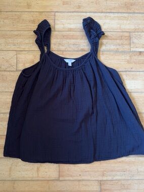 Terra & Sky Clack Ruffle-Strap Cotton Tank
